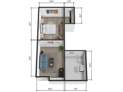 Architectural floor plan of a resident unit