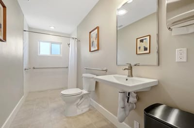 Clean and accessible bathroom in a senior living facility
