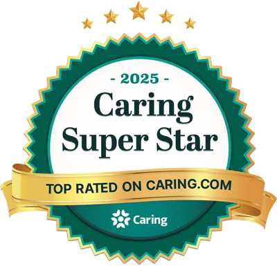 Caring Super Star award badge for 2025