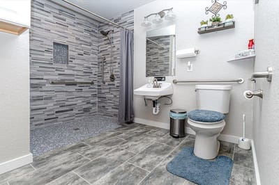 Clean and modern bathroom designed for accessibility