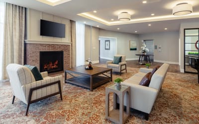 Bright and inviting common area with seating