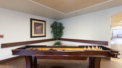 A game table in a common area of the facility