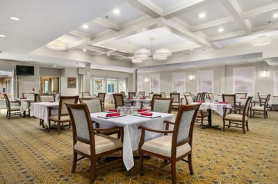 Interior dining room with tables and chairs
