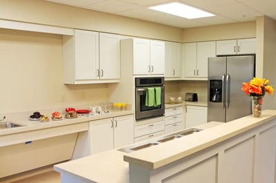 Bright and modern kitchen with snacks displayed