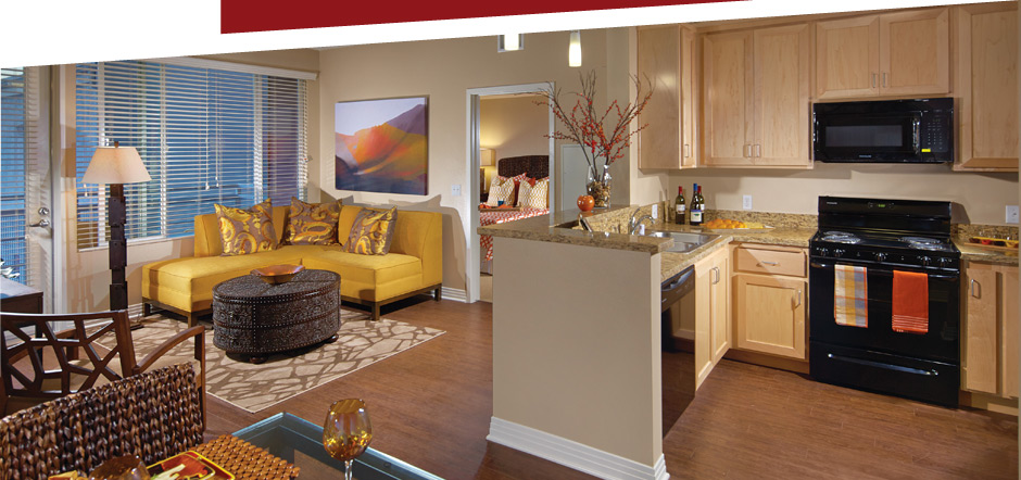 Bright interior of a senior living unit with modern decor
