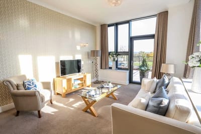 Bright, modern living room with elegant furniture