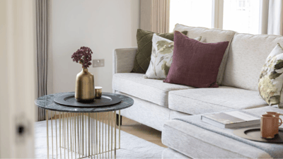 Stylish lounge area with decorative cushions