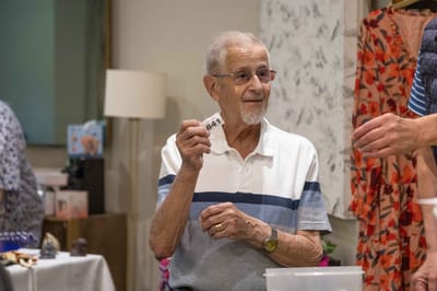 Resident participating in an indoor activity