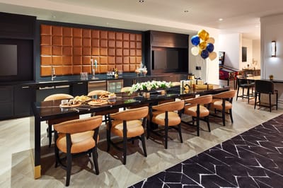Elegant dining area with food and decorations