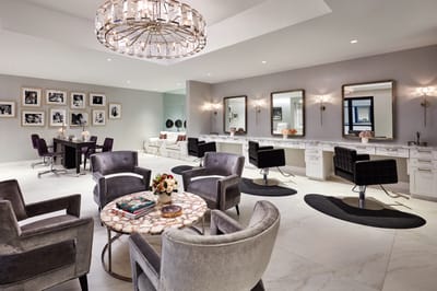 Interior view of a stylish beauty salon