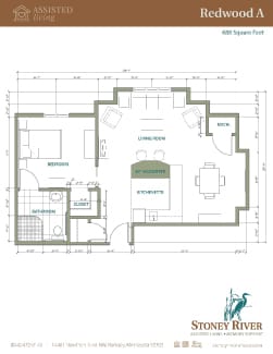 Architectural floor plan for Redwood A unit