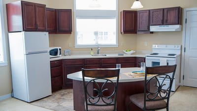 Bright kitchen area in a resident apartment
