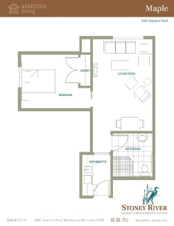 Architectural floor plan of a Maple unit