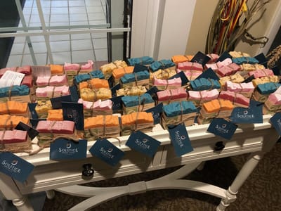 Colorful dessert display in a dining area