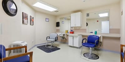 Interior view of a salon area in assisted living