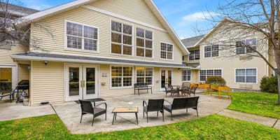 Outdoor seating area of McKay Creek Assisted Living