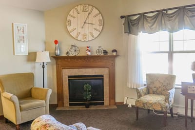 Cozy interior living room with fireplace