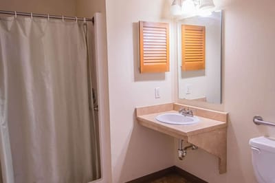 Interior view of a bathroom in a resident unit