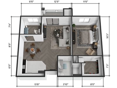 Architectural floor plan of a living space