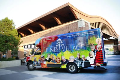 Facility transport vehicle outside the main building