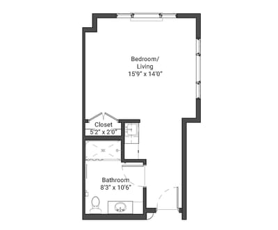 Architectural floor plan layout of a room