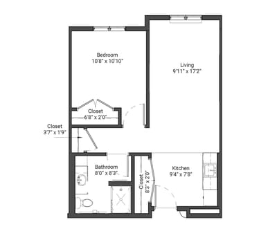 Architectural floor plan showing room layout