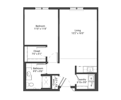 Architectural floor plan of a living space