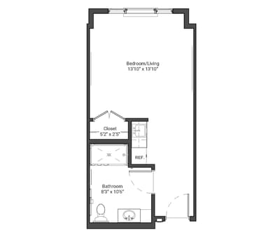 Architectural floor plan of a residential unit
