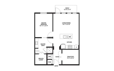 Mirador, Nursing Home in Corpus Christi, TX — Floor plan of a senior living apartment layout