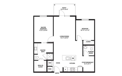 Mirador, Nursing Home in Corpus Christi, TX — Floor plan of a senior living apartment layout