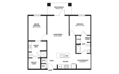 Mirador, Nursing Home in Corpus Christi, TX — Floor plan of a senior living apartment layout