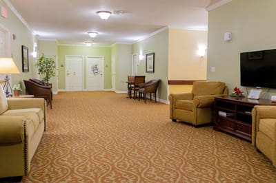 Common area with seating and hallway.