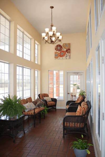 Welcoming common area with seating and natural light