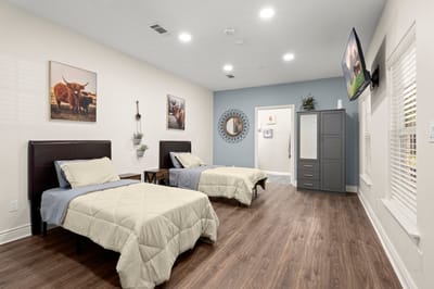 Two twin beds in a cozy room setting