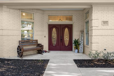Welcoming entrance to assisted living facility.