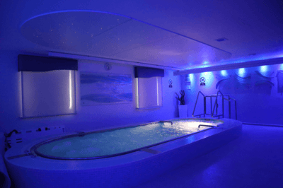 Hydrotherapy area with ambient lighting