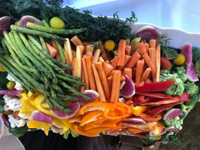 Colorful vegetable platter at an event