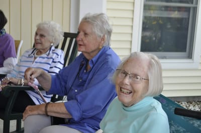 Three senior women enjoying time together outdoors