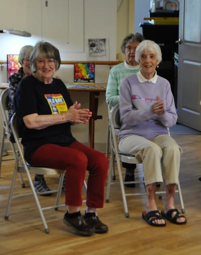 Residents participating in an indoor activity.