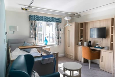 Bright resident room with modern furnishings