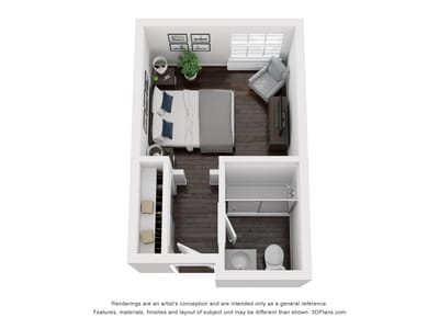 Floor plan of a private resident room layout