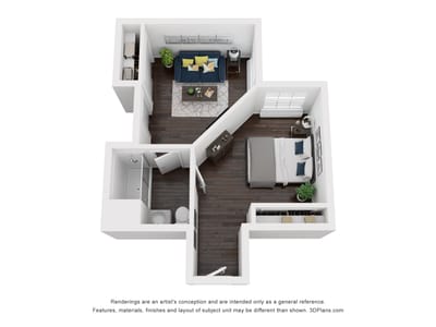 Architectural floor plan of a resident unit