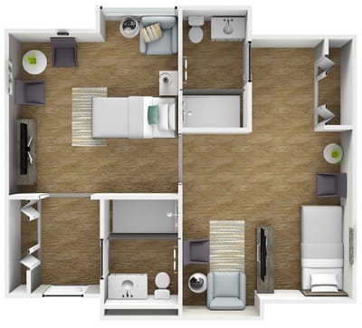 Architectural floor plan of resident units