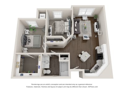 Artist's rendering of a senior living unit layout