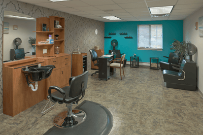 Interior of a beauty salon within the facility