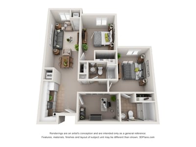 Architectural floor plan of a senior living unit.