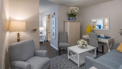 Cozy living room area with soft lighting and decor