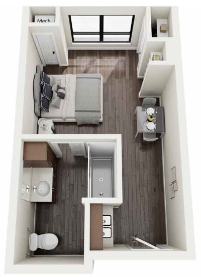 Architectural floor plan of a resident room