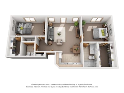 Architectural floor plan of a senior living unit