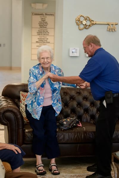 Resident receiving assistance in a common area